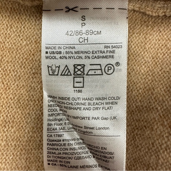 Banana Republic womens cardigan camel merino wool cashmere crop Small neutral - Picture 3 of 9